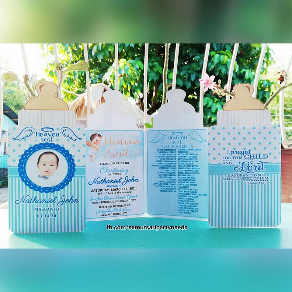 Baby Bottle Invitation for Christening Baptism Shopee Philippines
