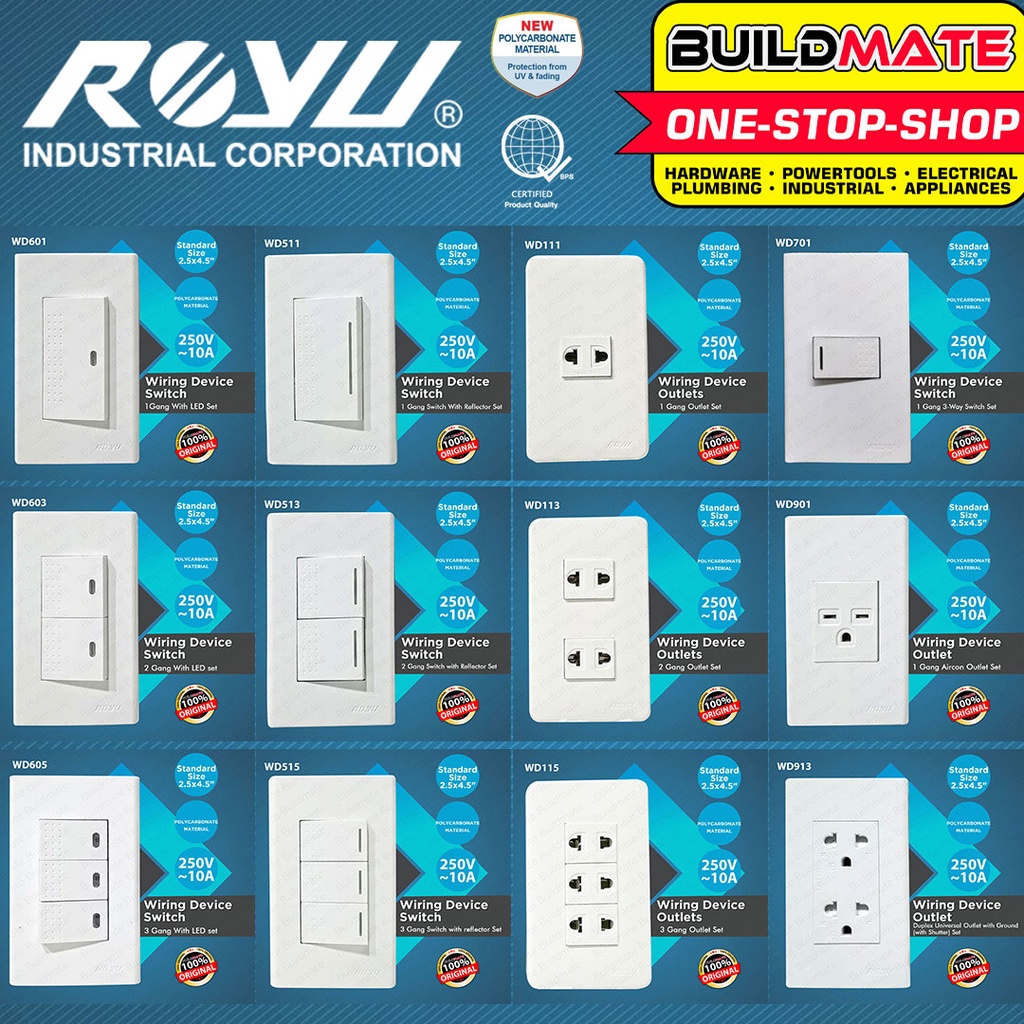 ROYU Wide Series Plate 1 2 3 Gang Universal Outlet Switch LED Reflector