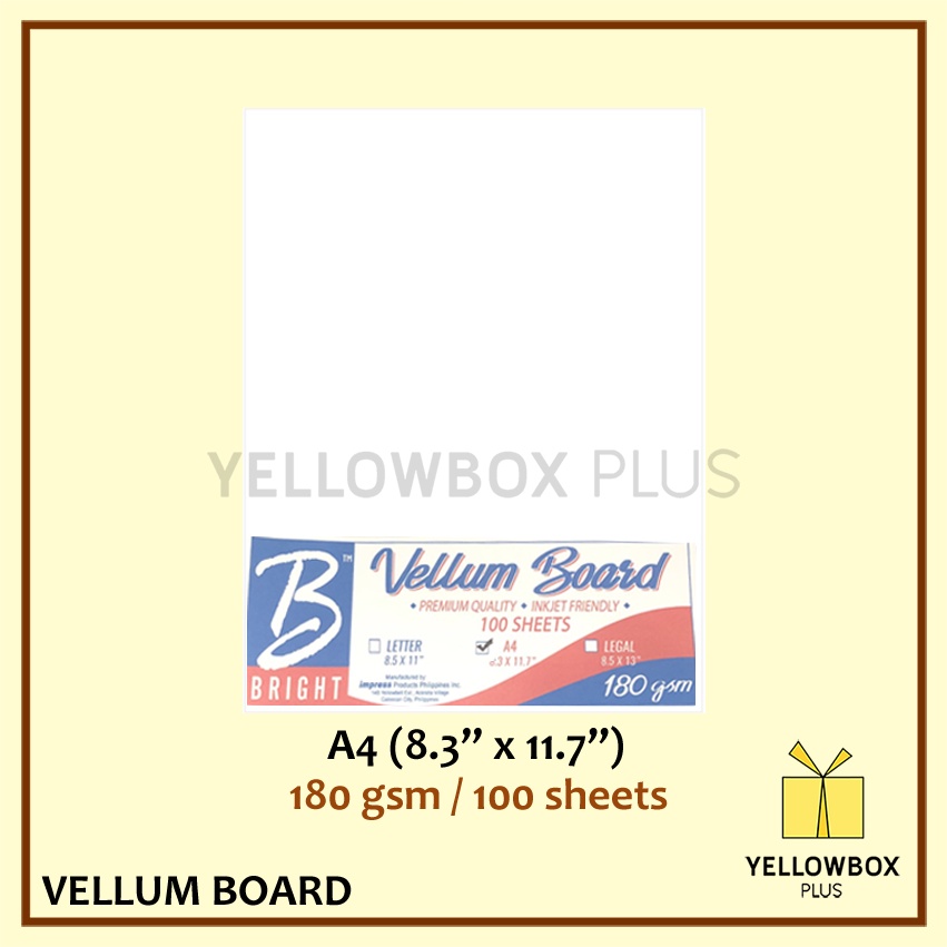 100pcs White Vellum Board Paper A4 letter Long Legal size 180 gsm 220