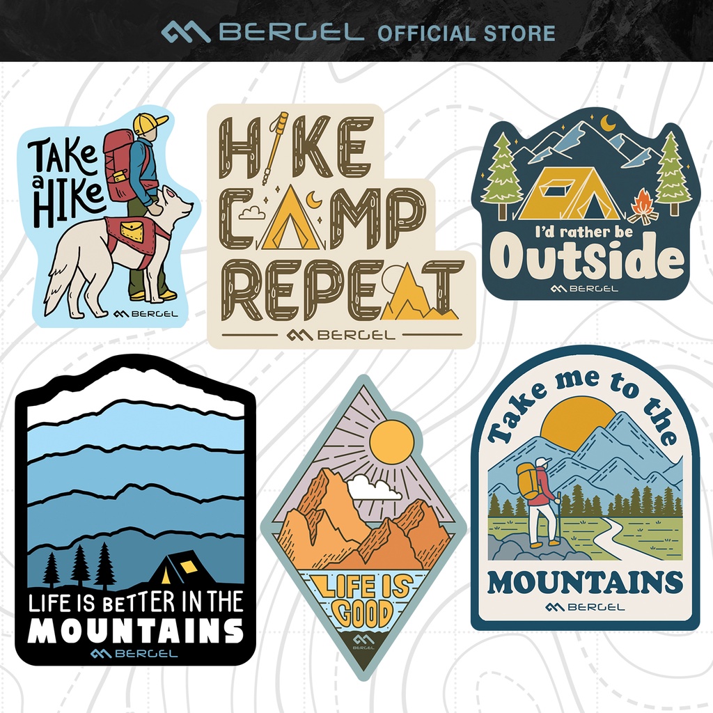 Bergel Outdoor Life Sticker Pack Waterproof Stickers Adventure Travel ...