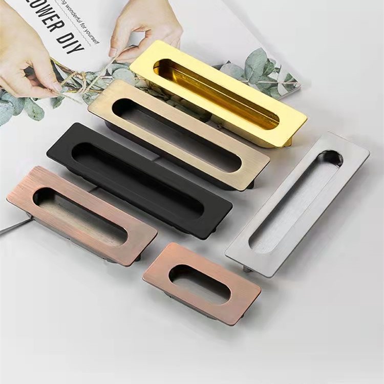 Gold Grooving Sliding Door Handle Black Modern Minimalist European ...