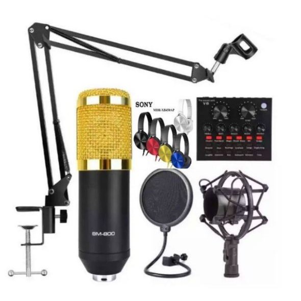 v8 sound card with microphone condenser set Original BM800 Set Condenser Microphone Kit With V8