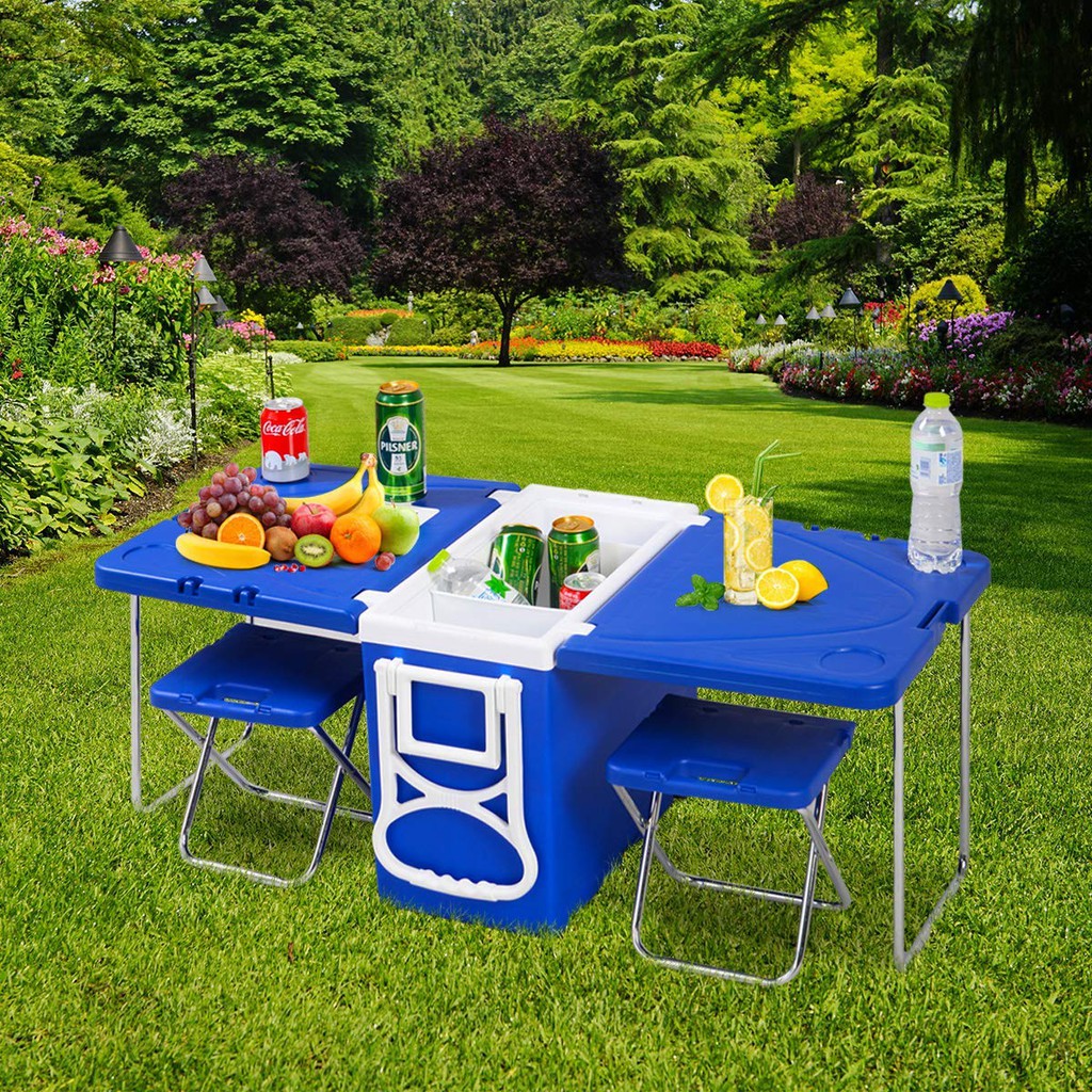TETCH Cooler Box with Fold out Mini Picnic Table and Chairs Shopee Philippines