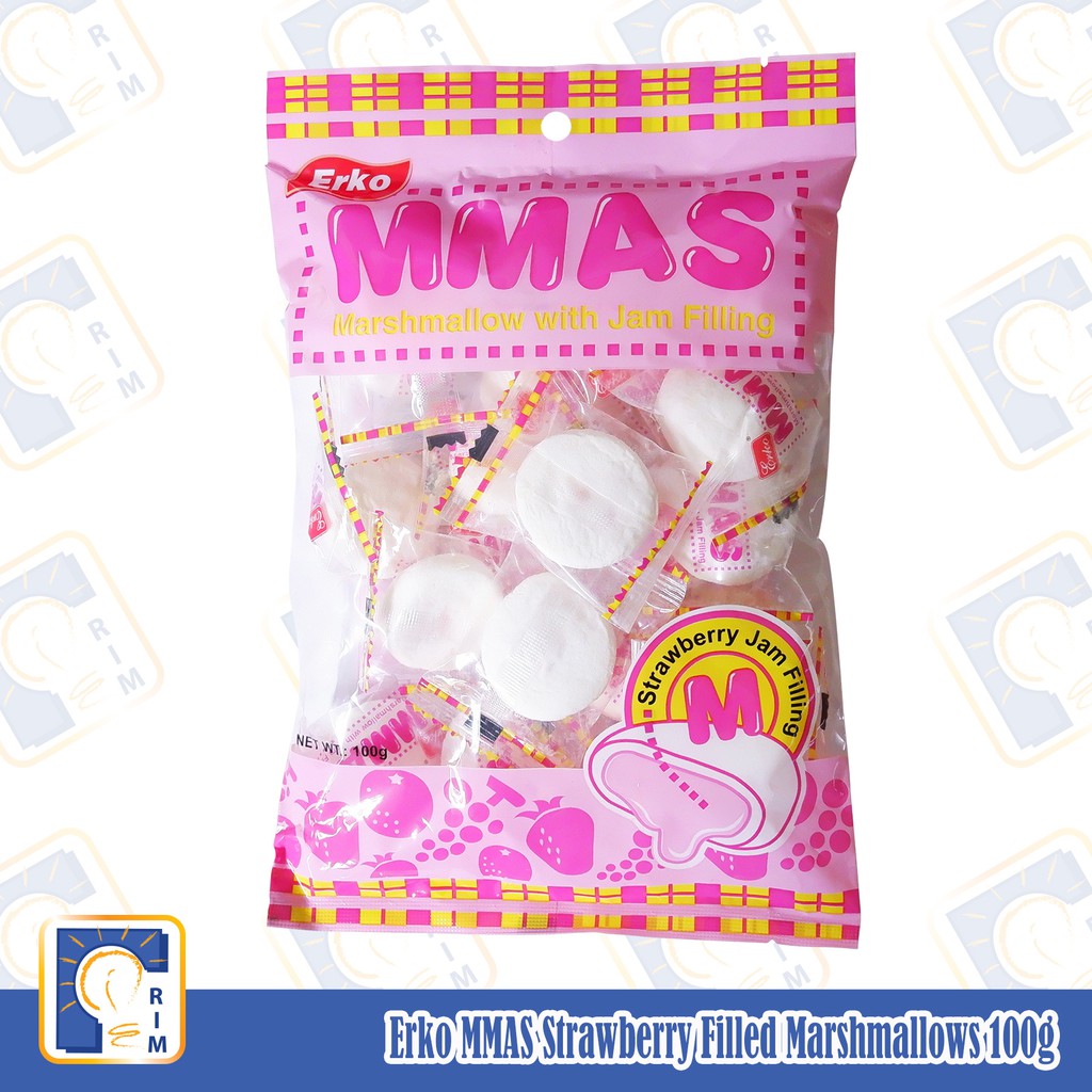 Erko MMAS Marshmallows with Strawberry Jam Filling 100g Shopee