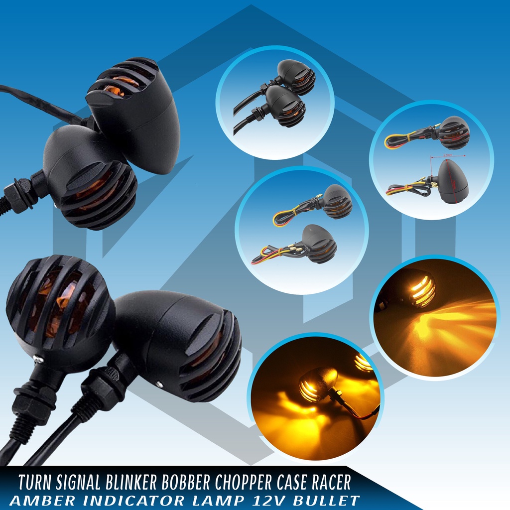 Knight Motorcycle Turn Signal Bullet Light Bobber Chopper Amber ...