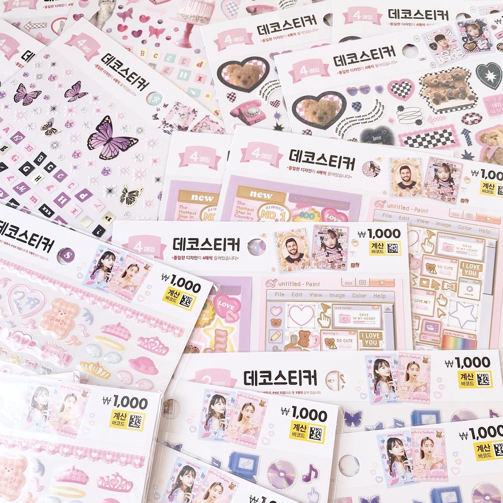 kpop decorated toploader stickers | y2k aesthetic korean stationary polcos  cute