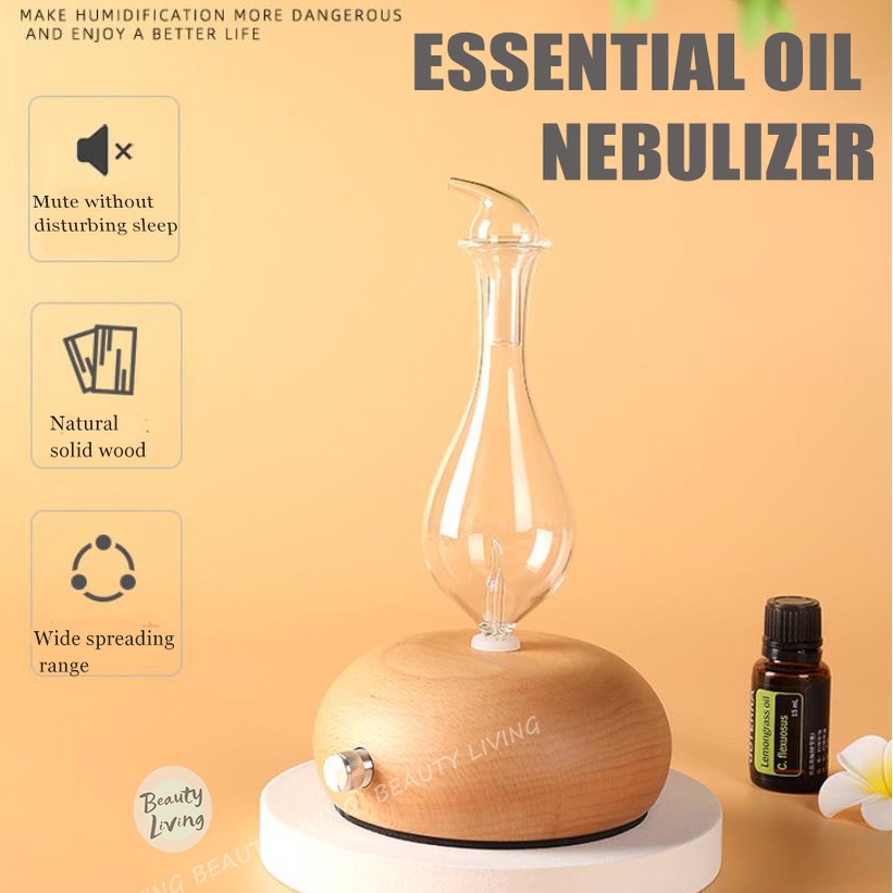 Glass wood Essential oil Aromatherapy atomizer 7 colors light Purifying air kBB Shopee