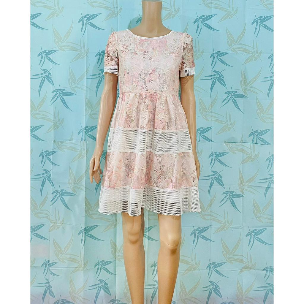 Pink crochet floral lightweight dress XL