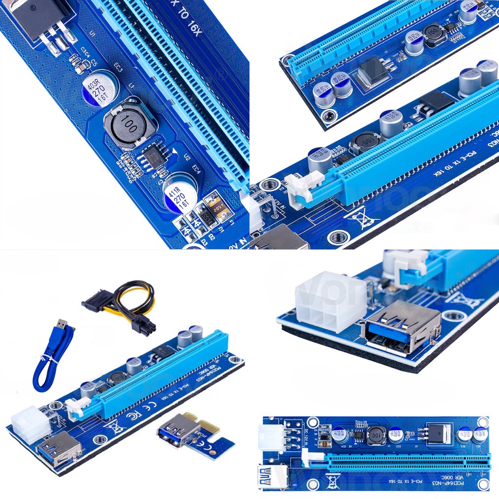PCI-E Riser Card GPU Extender PCI Express 1X to 16X Extension Graphics ...
