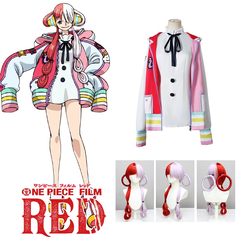 Uta Cosplay Anime One Piece Red Uta Cosplay Costume Cute Dress Hoodie Uniform Wig Suit Halloween 