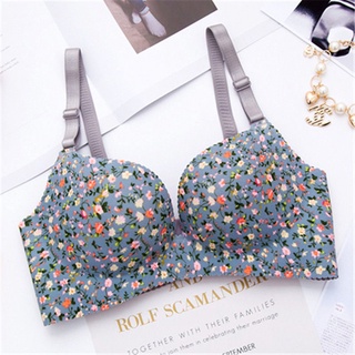 HuoYuan【Ready Stock】Women Bra Sexy Push Up Bras Female Lingerie Wireless  Seamless Underwear A/B Cup Flower Color Strap Removable