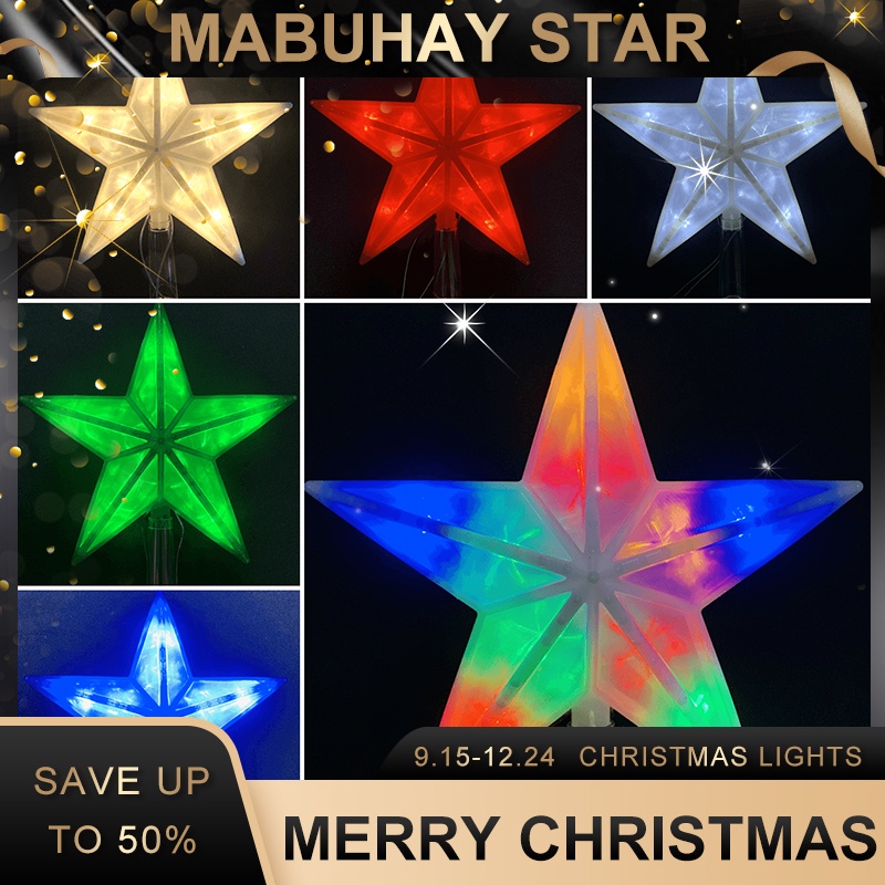 COD MABUHAY STAR 10 led tree top light matte multi color outdoor waterproof base Christmas lights Shopee Philippines