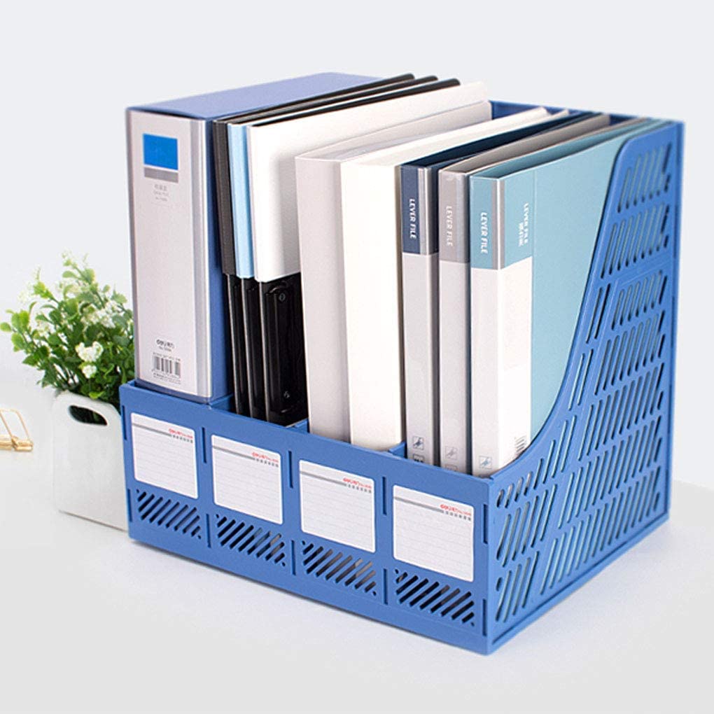 Desktop Magazine Holder Desk File Organizer 4 Compartments Vertical ...