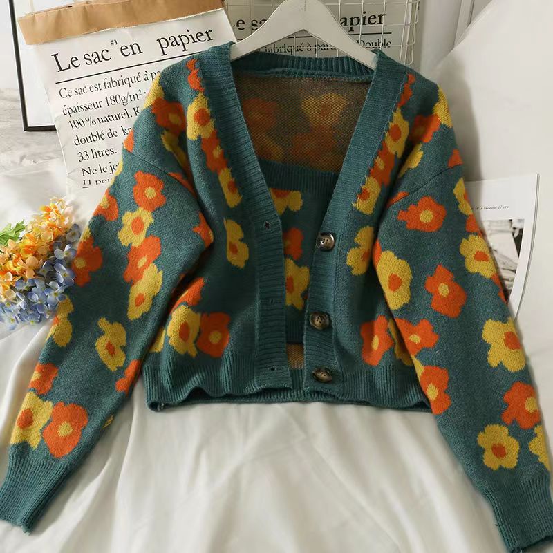 [C&S] Korean Style Flower Knitted Sweater Women Long Sleeved Loose and ...