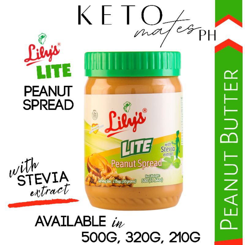 Lily's Lite Peanut Butter Spread Lite in 210g, 320g, and 500g. Shopee