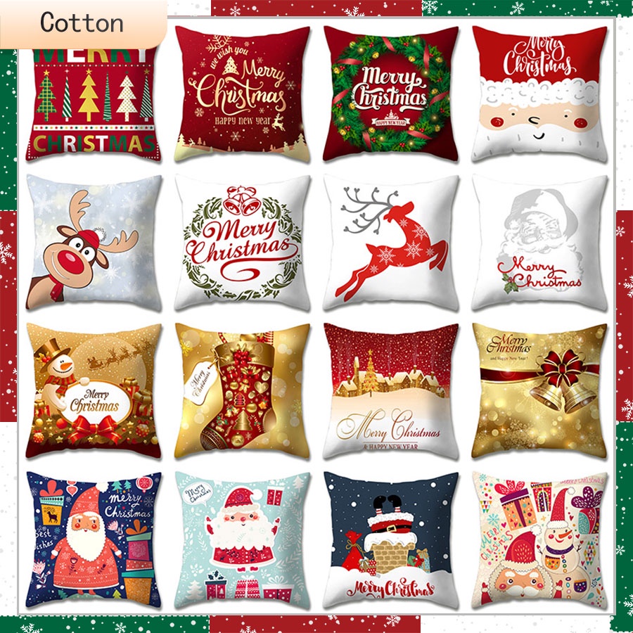 Christmas Series Throw Pillow Case Cotton Cushion Cover For Home Decor