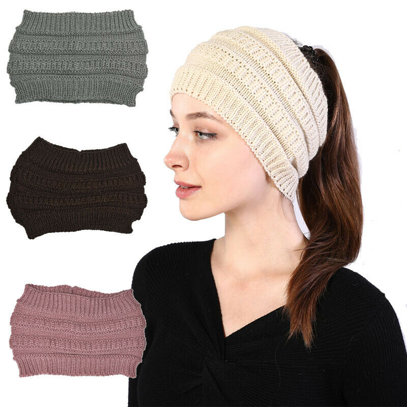 GKX Winter Women's Knitted Headband Elastic Woolen Headwrap Warm Hat