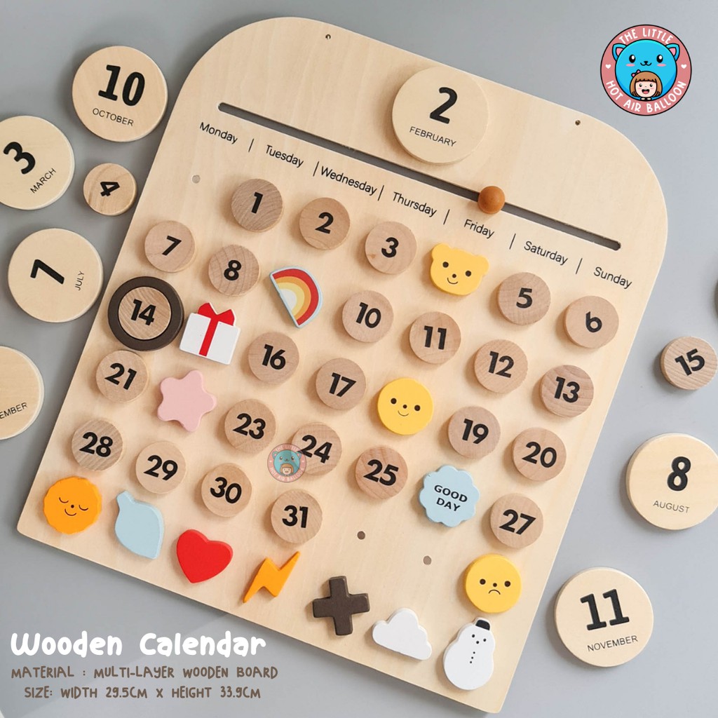 Childrens wooden hot sale calendar