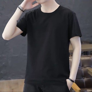 M-XL Men's Plain Round Neck Black and White casual T-shirts | Shopee ...