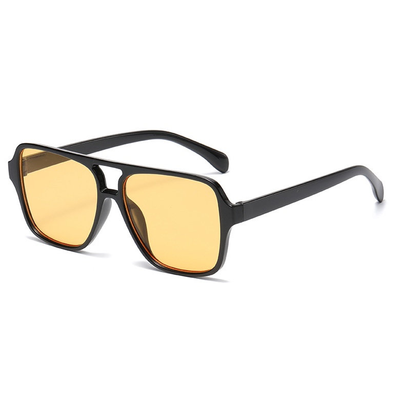 Oversized Double Bridge Sunglasses – Black / Yellow main image 0