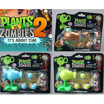 Lot De 2 Figurines Plants Vs Zombies - Ice Pea Et Jetpack Zombie (Pirate Zombie Inclus ?), Neuf