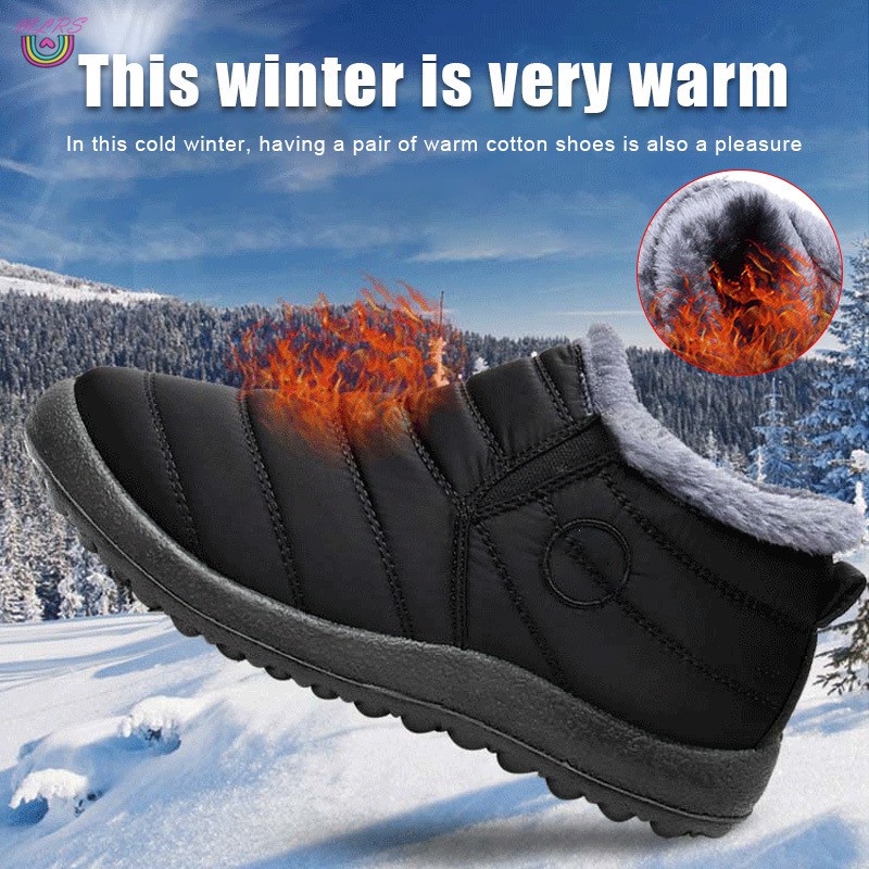 MS Warm Snow Boots Winter Warm Ankle Boots Fur Lining Boots Waterproof  Thickening Winter Shoes for Women and Men &PH