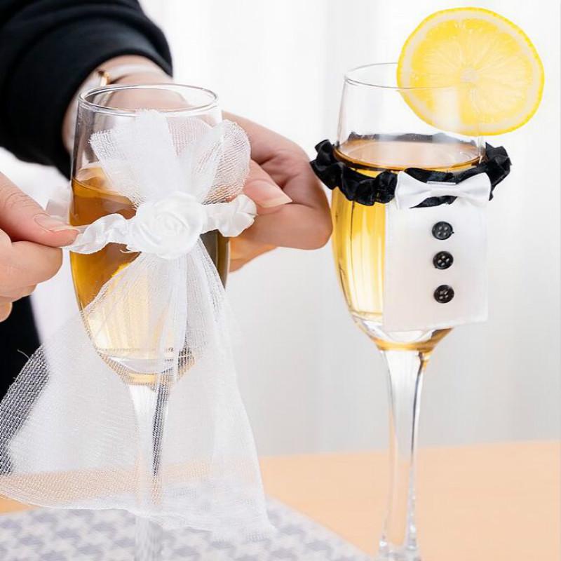 New Party Wedding Wine Glasses Lace Toasting Cup Decor for Bride ...