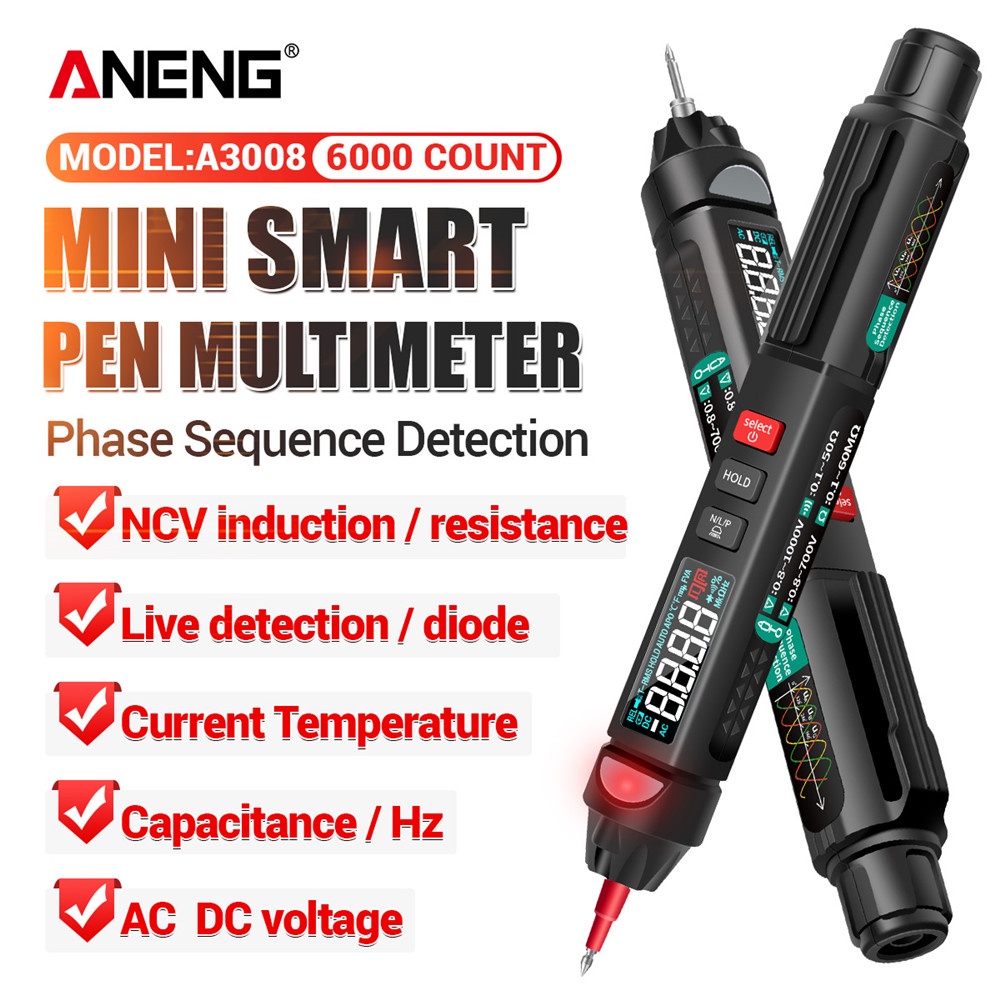 Aneng A3008 Digital 6000 Counts Intelligent Profesional Multimeter ...