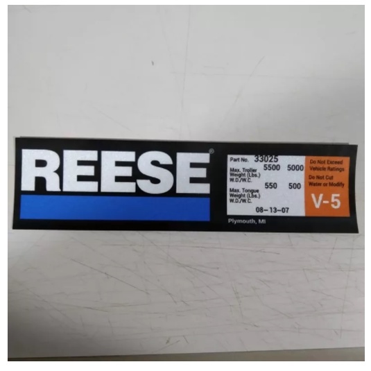 EURODECALS REESE TOWBAR STICKER 3M REFLECTIVE DIGITAL PRINT, 1 PC. ONLY ...