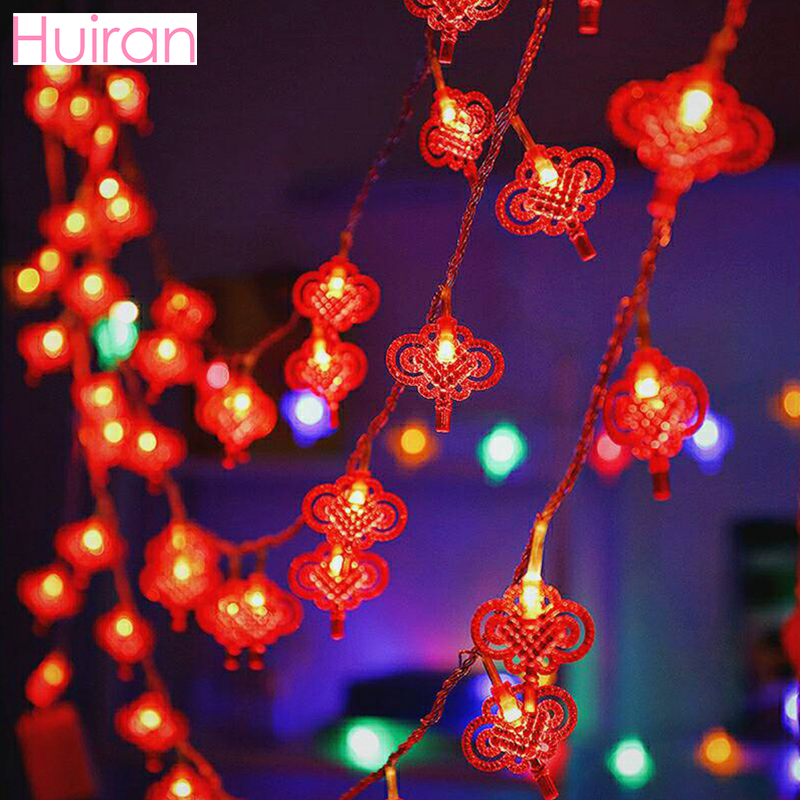 3M/6M Red Lantern Chinese Knot LED String Lights Chinese New Year ...