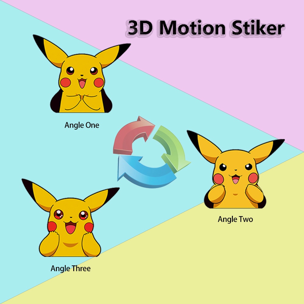 Cartoon Cute 3D Motion Car Stickers Anime Lenticular Self-adhesive ...