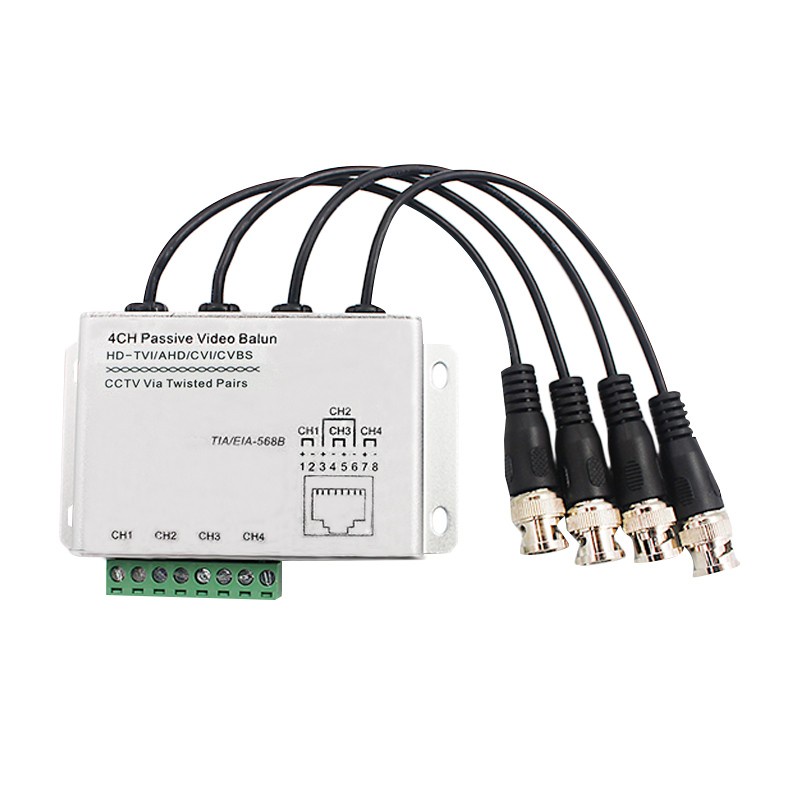 4 Channel Passive UTP Video Balun CCTV transciver via twisted pair ...