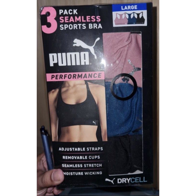 PUMA 3-Pack Seamless Sports Bra (Large)