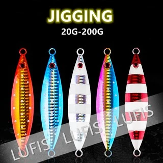 Fishing Jig Lure 20g/30g/40g/60g Deep Sea Fishing Lure Slow Jigging  Artificial Lures with Double Fish Hook Slow Clamp