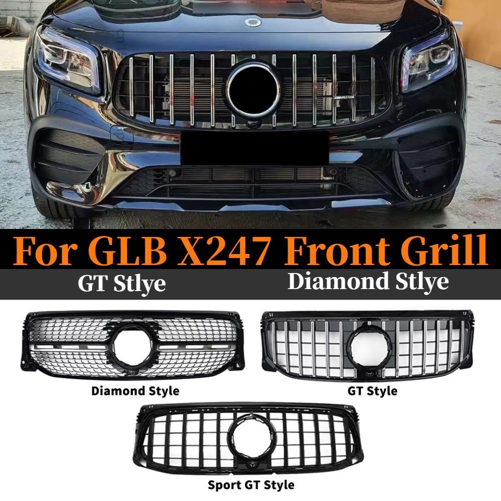 For Mercedes Benz Glb X Grill W Grille Diamond Gt R Style Front Bumper