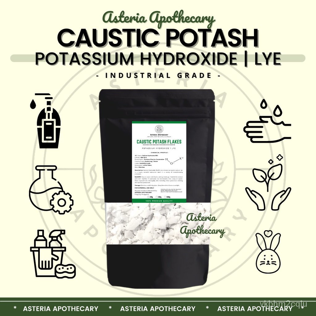 Caustic Potash Potassium Hydroxide Lye Flakes 100g / 500g / 1Kg