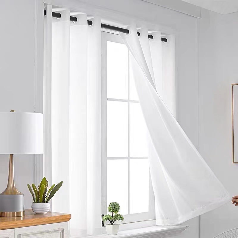 Shane Solid Color White Sheer Curtain for Living Room Bedroom Kitchen ...