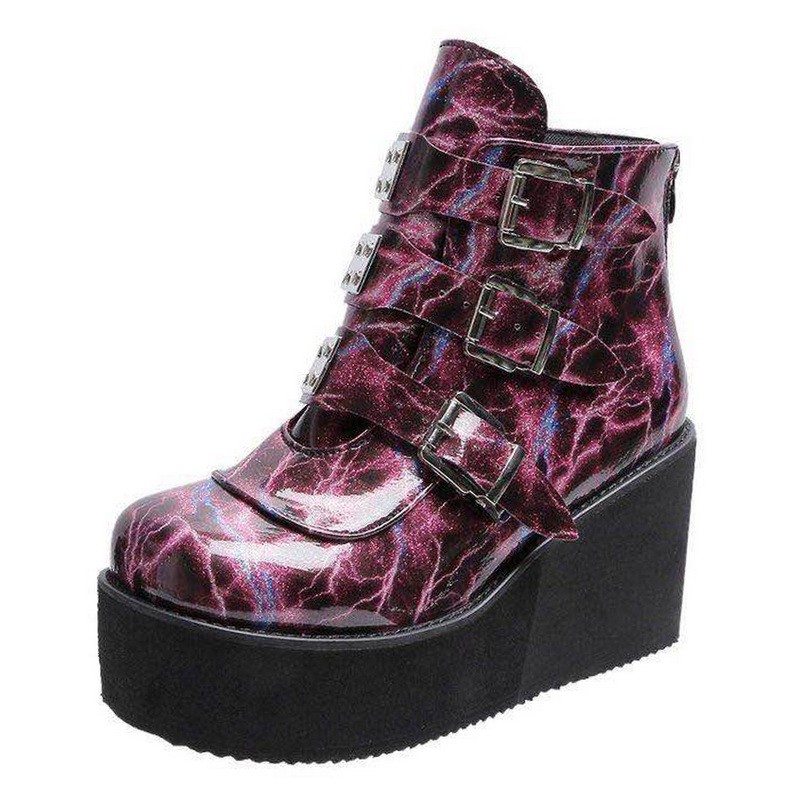 2021 Women Ankle Boots Gothic Platform Punk Winter Martin Black High