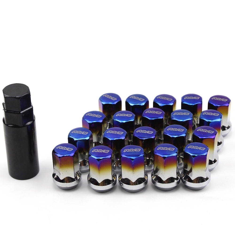 thumbnail image 2 of M12x1.25 RAYS Style 17HEX 32mm Black Steel Wheel Lug Lock Nuts – 20pc Set With Key 2 of 6