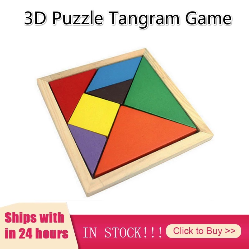 Colorful Wooden Tangram for Kids Jigsaw Puzzle Brain Teaser Educational ...