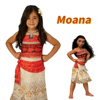 Moana Costume Hawaiian Princess Fancy Cosplay Dress & Necklace