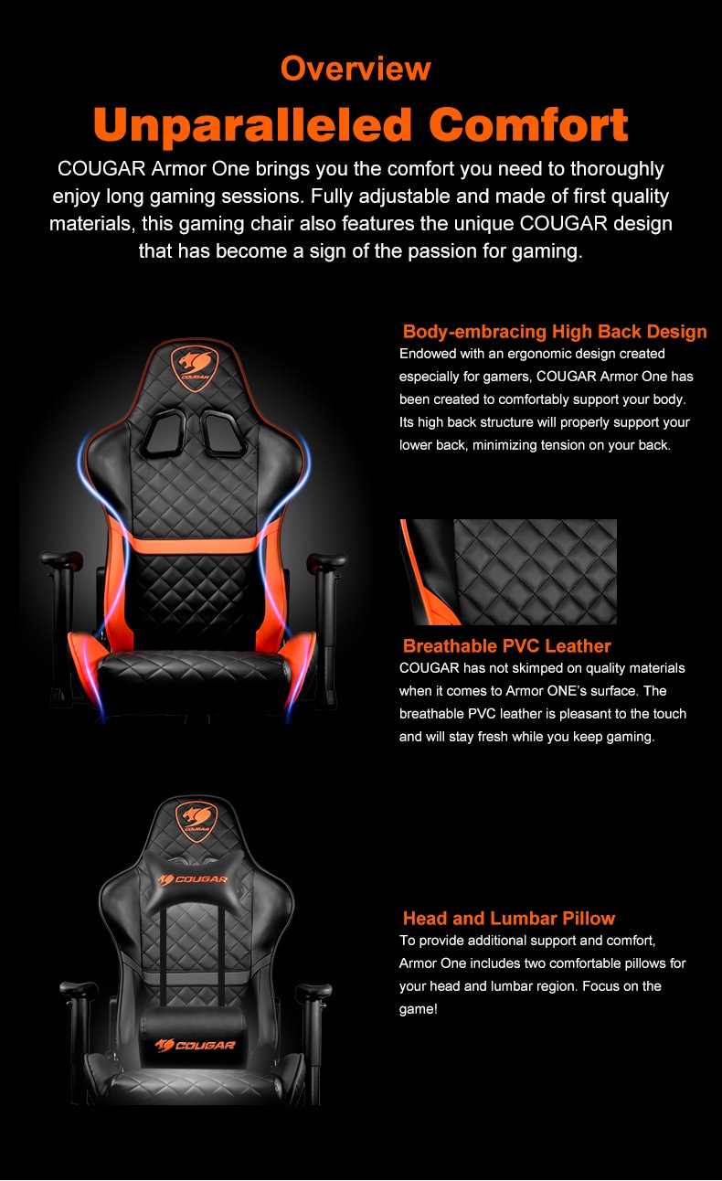 Cougar Armor One Eva (Pink) Gaming Chair with Breathable Premium PVC  Leather and Body-embracing High Back Design