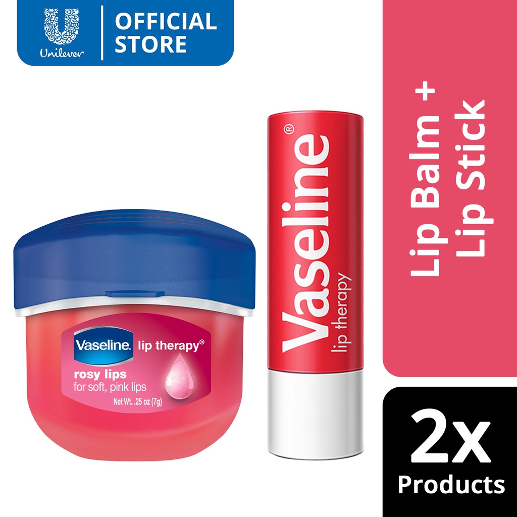[Bundle] Vaseline Lip Therapy Lip Balm Rosy 7G + Vaseline Rosy Lip