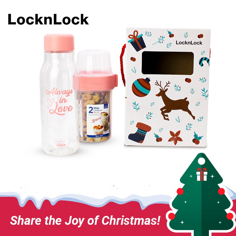 LocknLock Christmas Gift Set Water Bottle & 2Way Twist Set LLS213S2