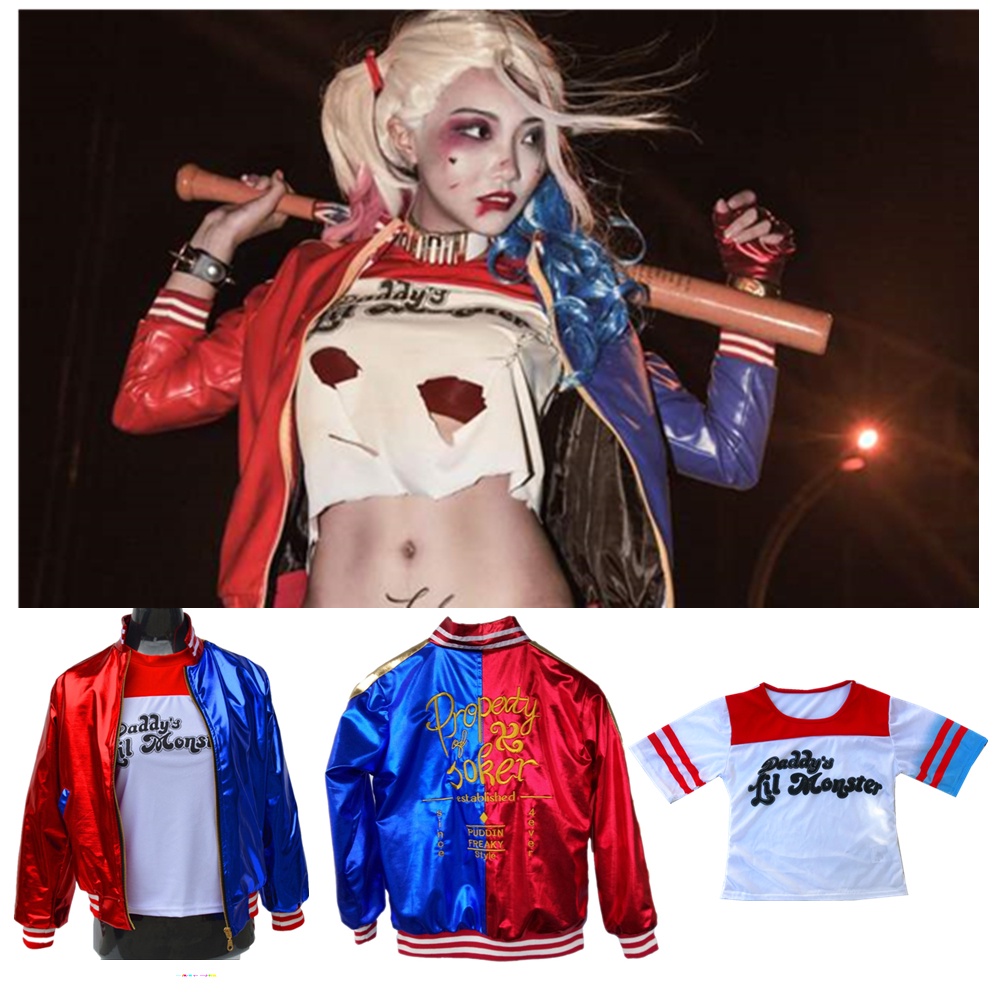 X Task Harley Quinn Cosplay Costume Adult Women Embroidery Jacket Coat Set  Suicide SquadJoker Anime