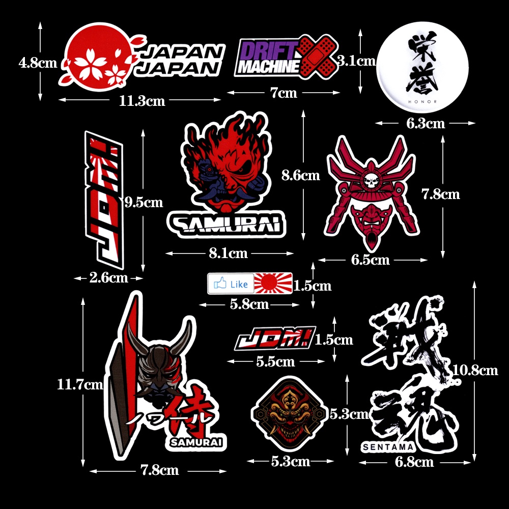 1 Set JDM Sticker Reflective Motorcycle Decal Car Decorative Stickers ...