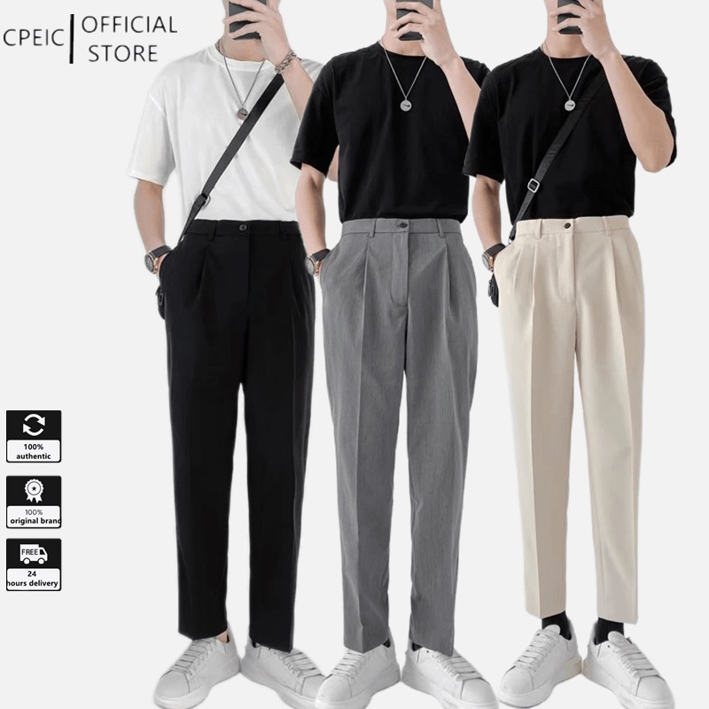 Suit Pants Men's Fashion Dress Pants Korean Style Loose Straight