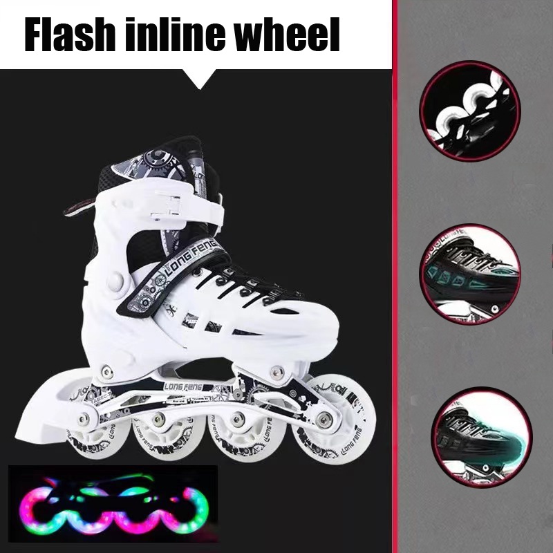 Roller Skating Sneakers Inline Skates Shoes For Kids Boy Girl 4 Wheels Flashing Roller Skates