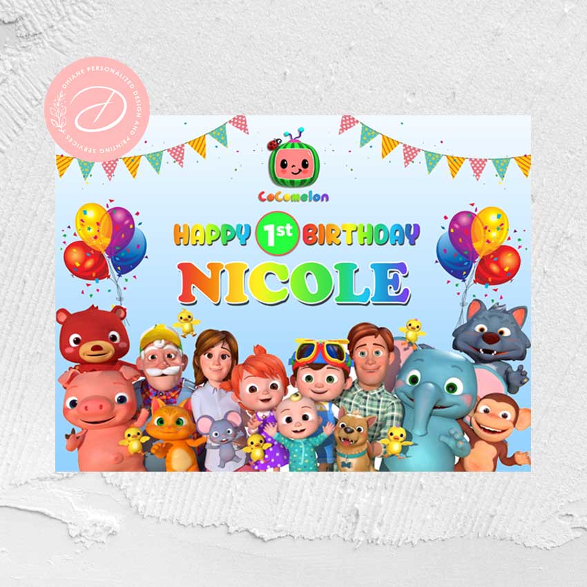 Personalized Birthday Tarpaulin | Cocomelon | Nursery | Backdrops ...