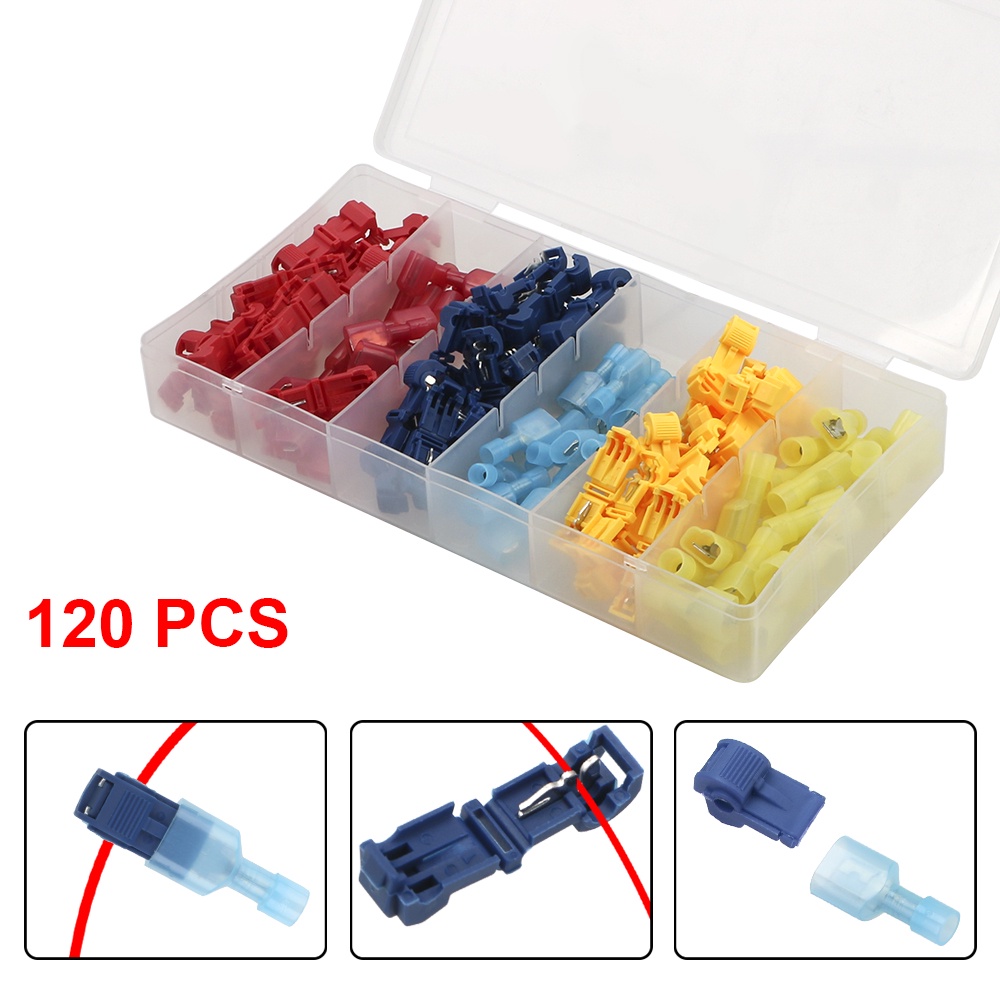 120pcs Electrical Wire Terminals Insulated Quick Disconnect Spade ...